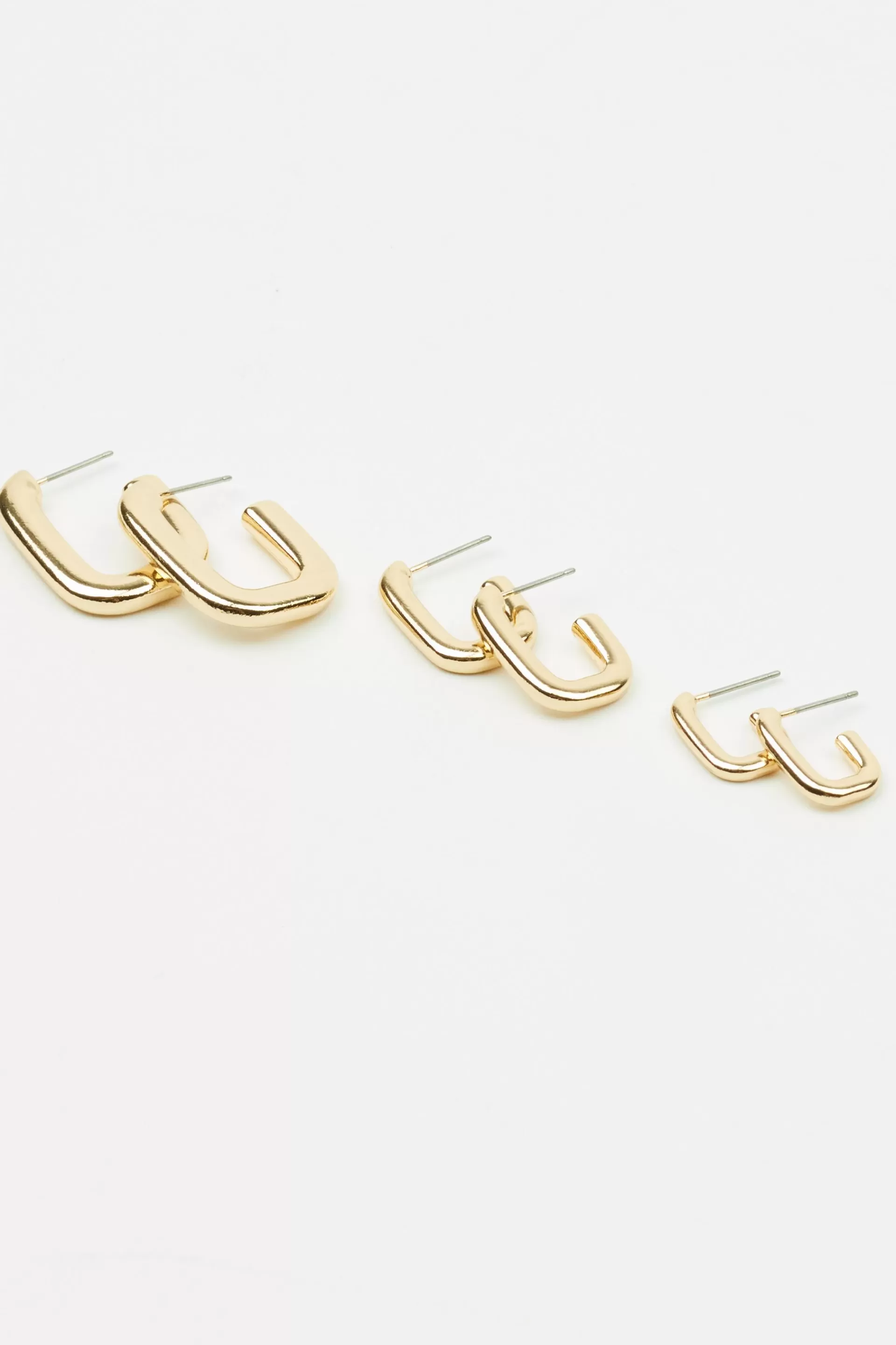 3 Pack Square Hoop Earrings*Garage Clothing Online