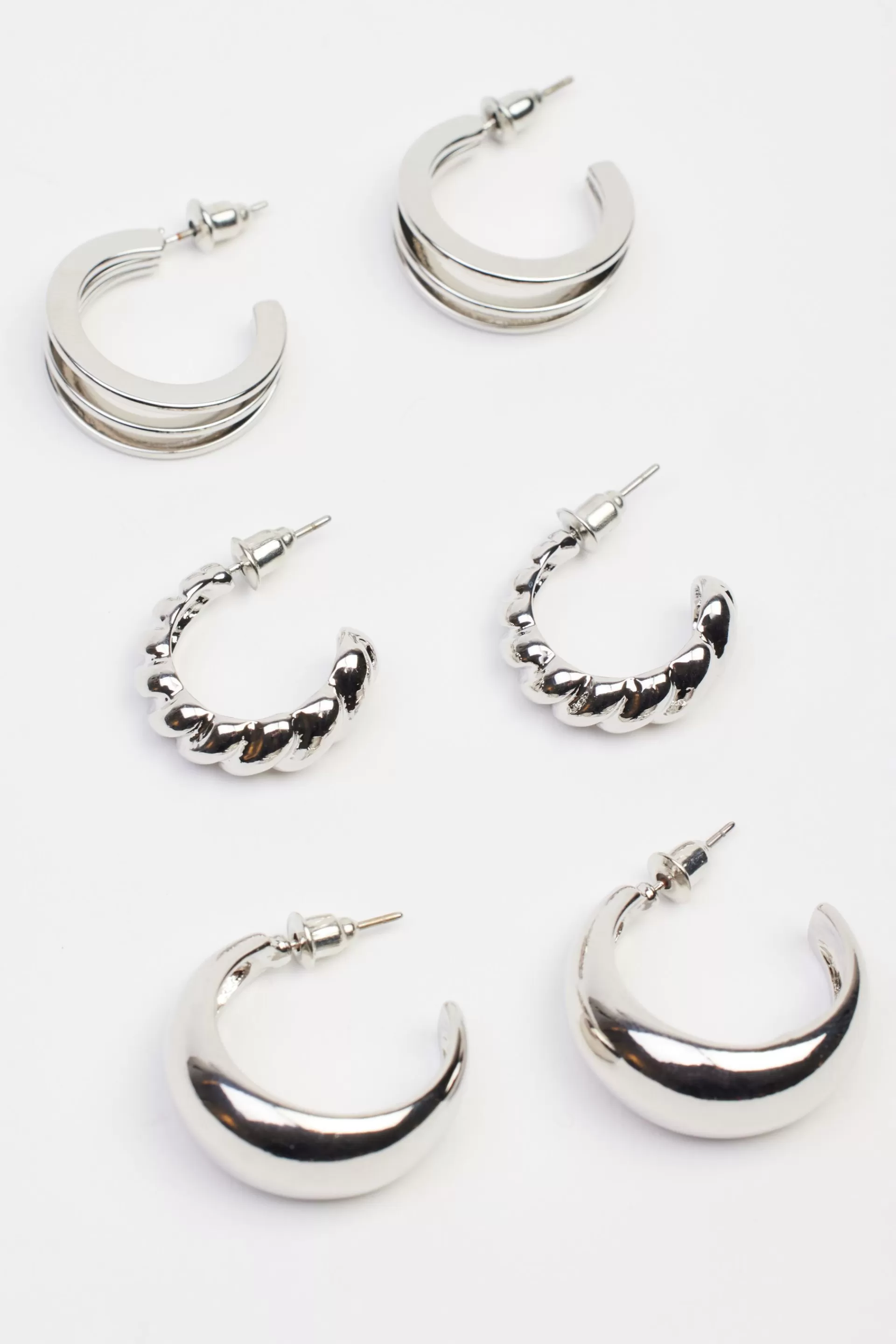 3 Pack Textured Hoop Earrings*Garage Clothing Online