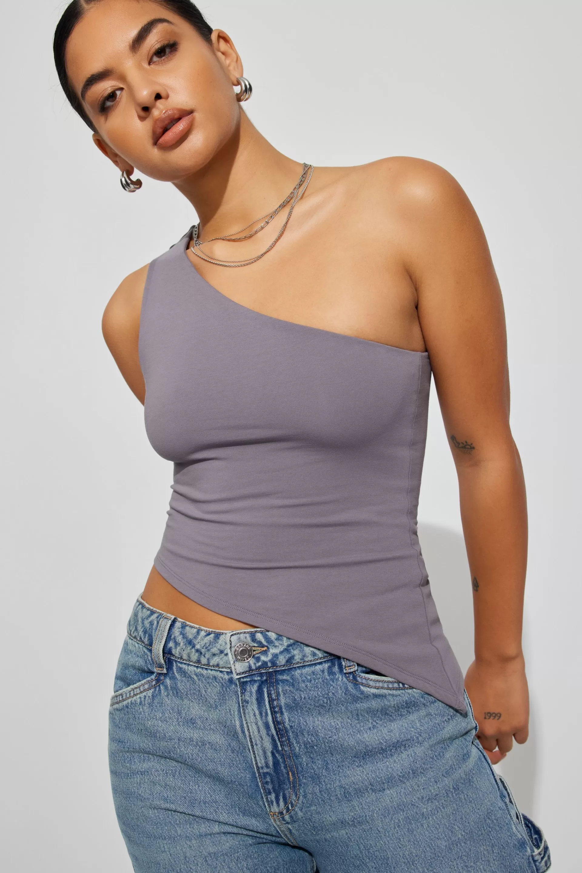 Asymmetric Off Shoulder Tank Top*Garage Clothing Fashion