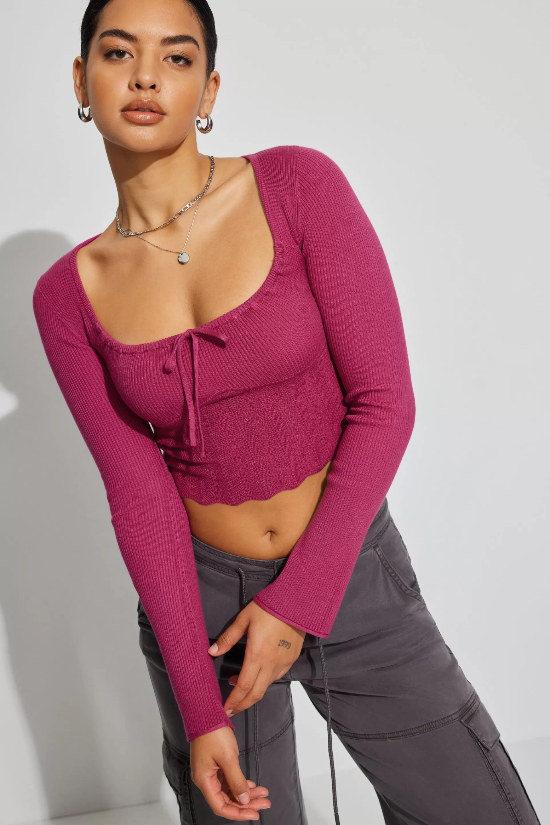 Crop Tie Front Sweater*Garage Clothing Online