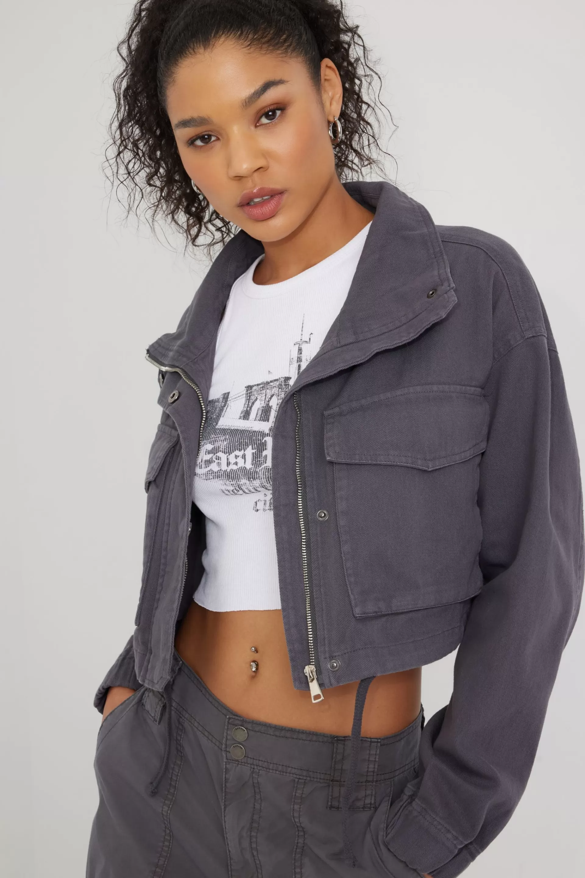 Cropped Utility Denim Jacket*Garage Clothing Store