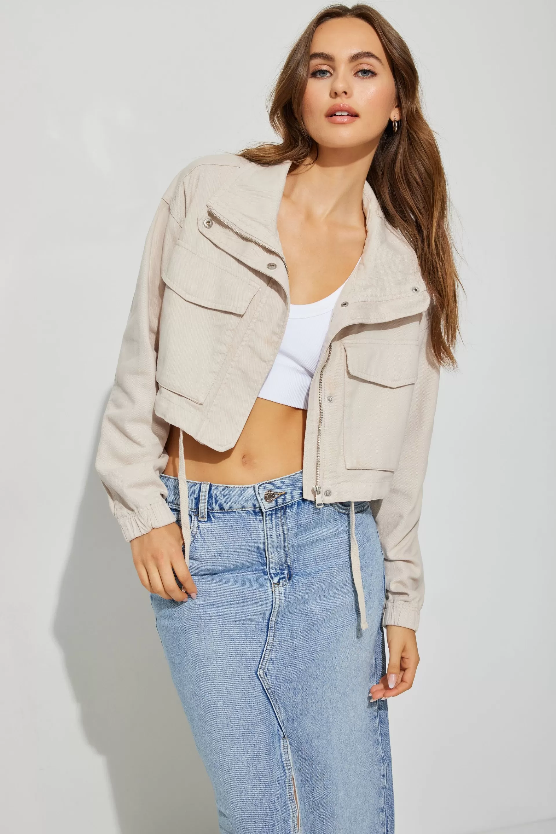 Cropped Utility Denim Jacket*Garage Clothing Shop