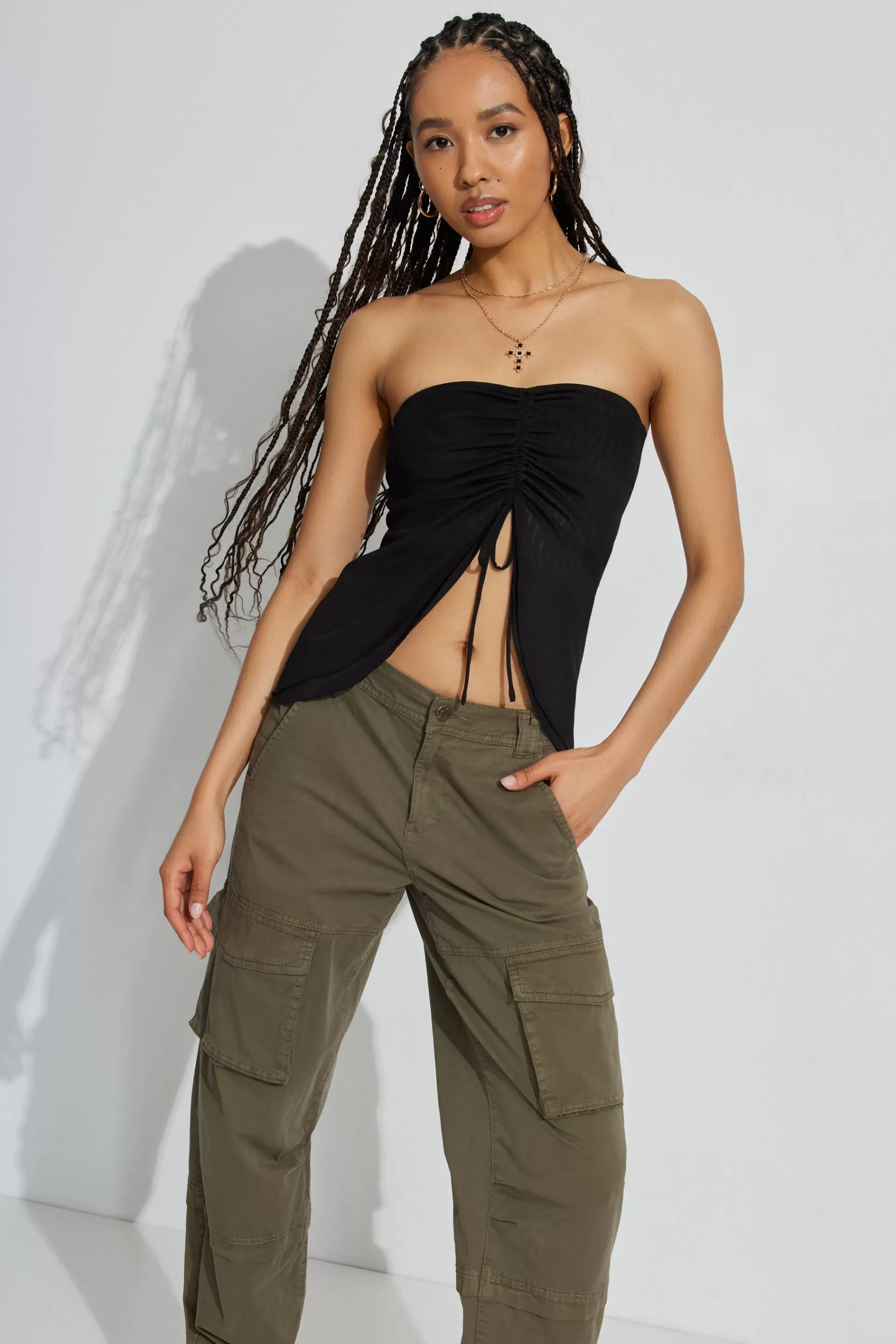 Flyaway Ruched Tube Top*Garage Clothing Discount