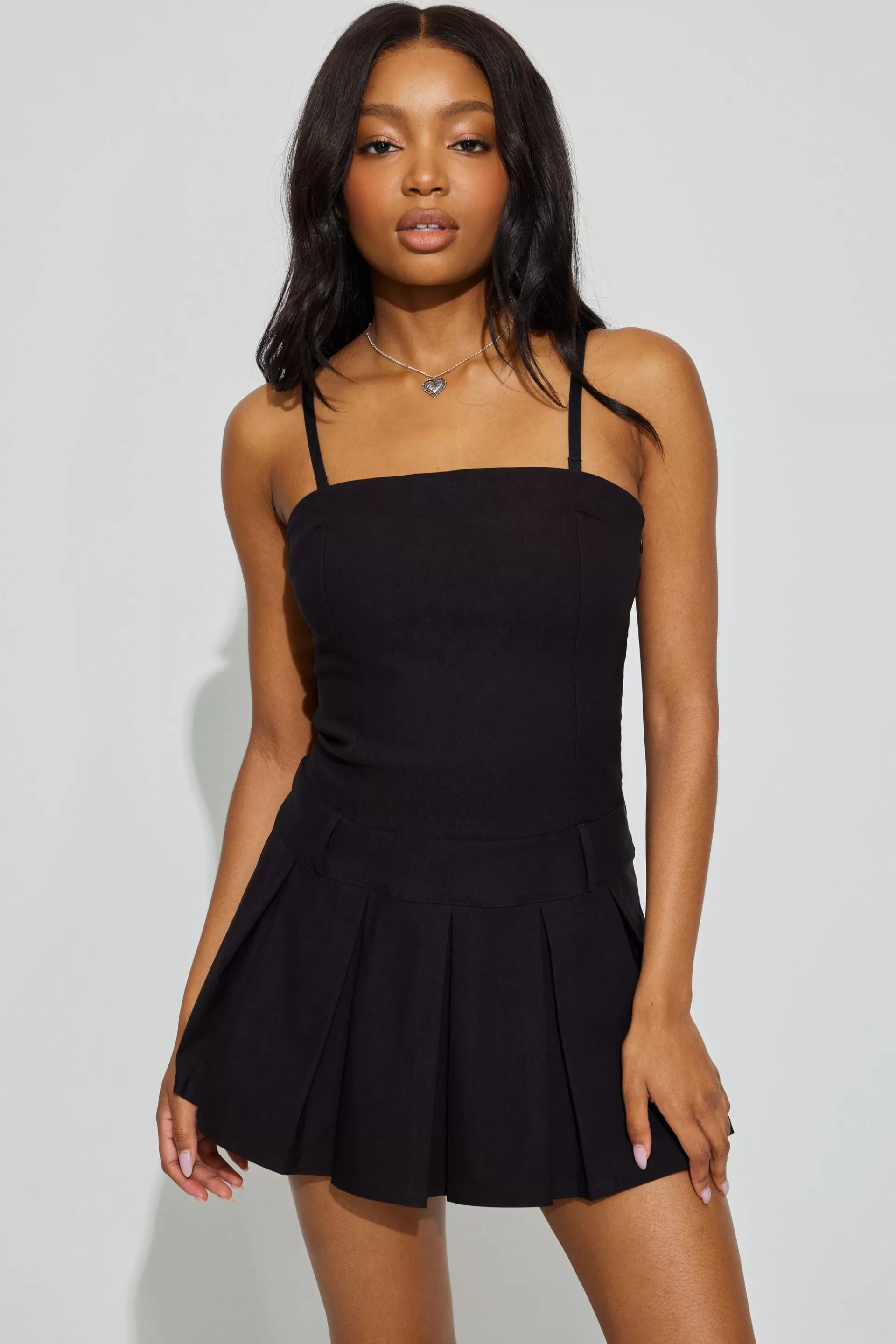 Pleated Drop Waist Mini Dress*Garage Clothing Outlet