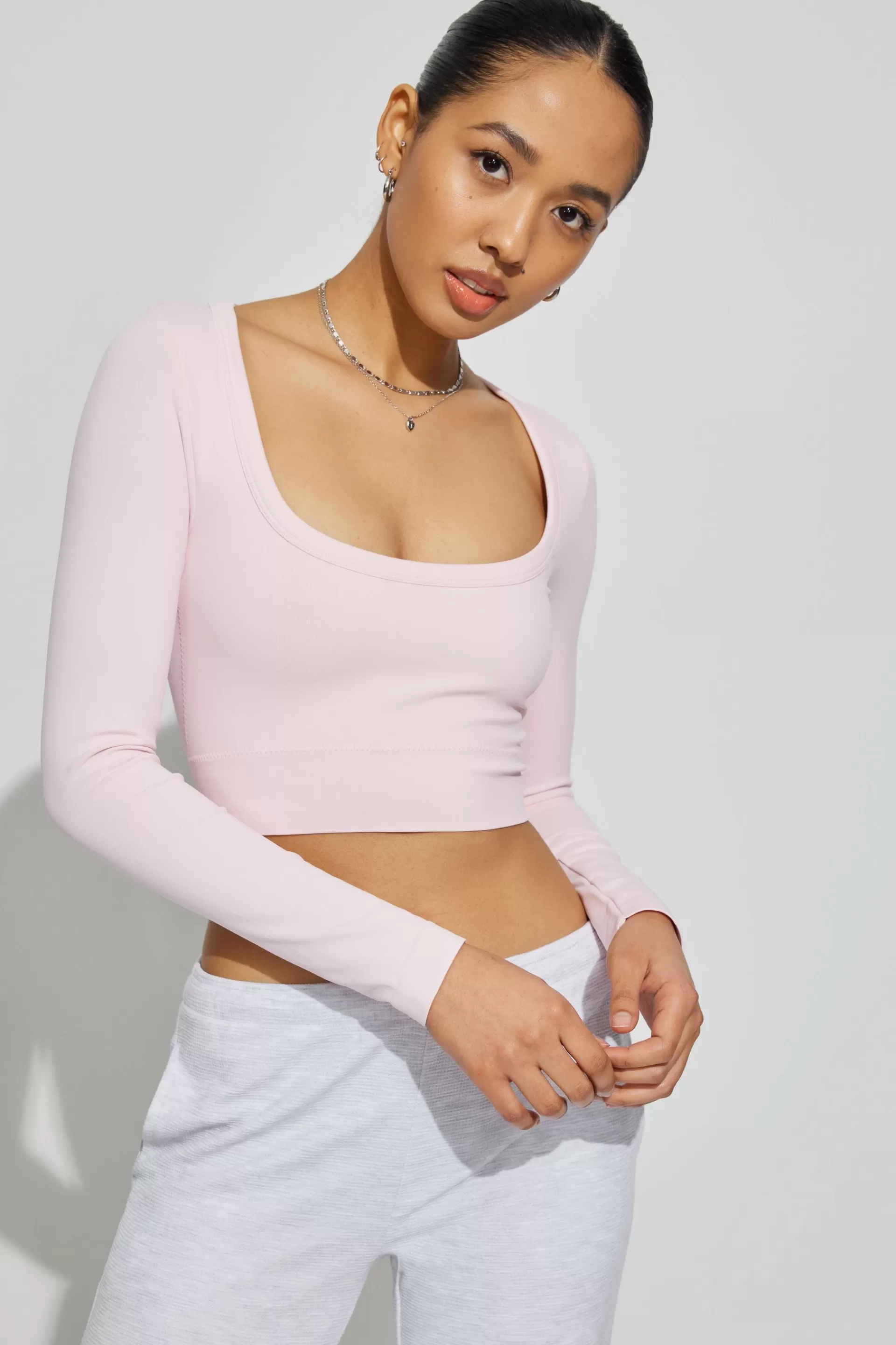 Scoop Neck Seamless Long Sleeve Top*Garage Clothing Store