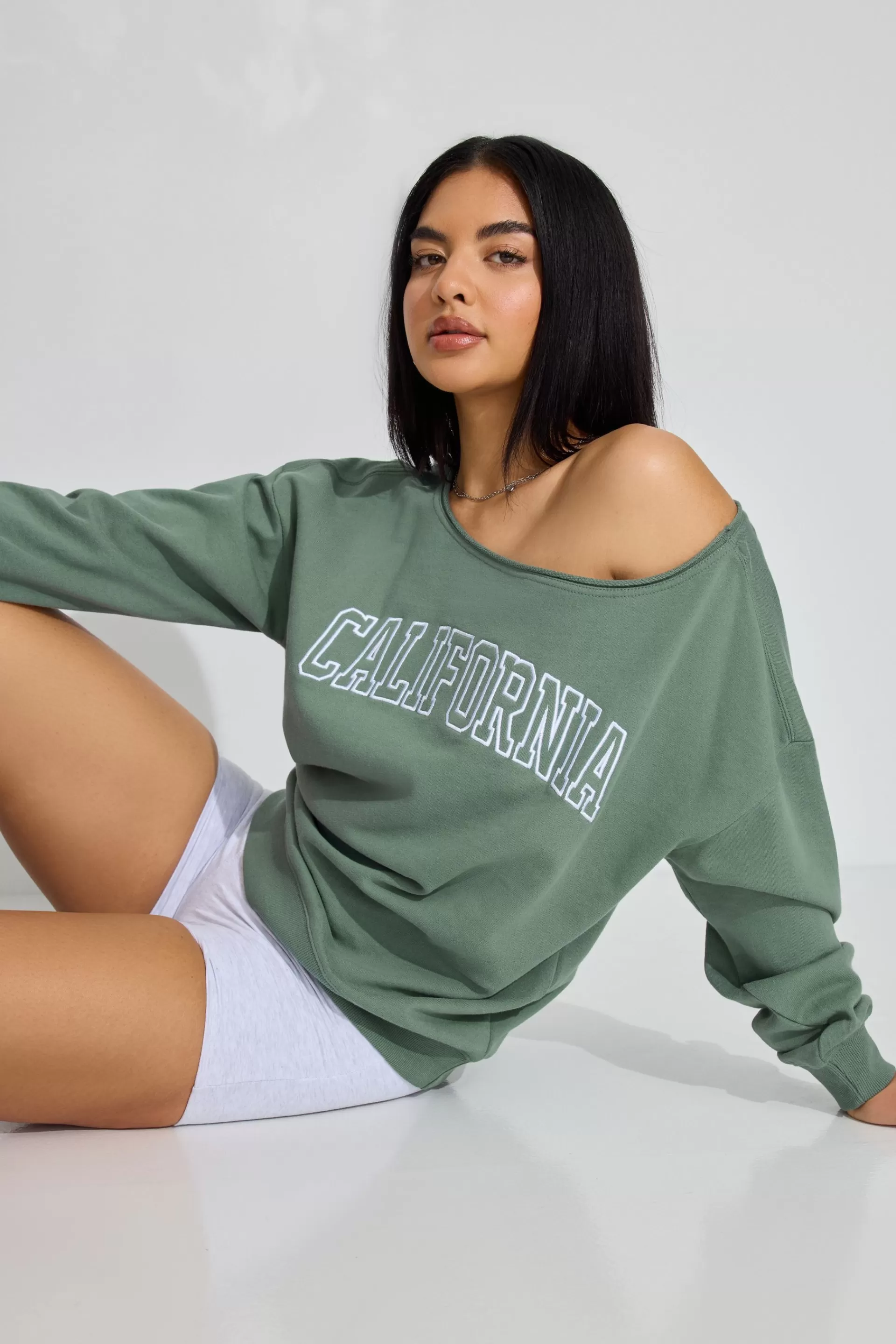 Soft Terry Off Shoulder Sweatshirt*Garage Clothing Discount