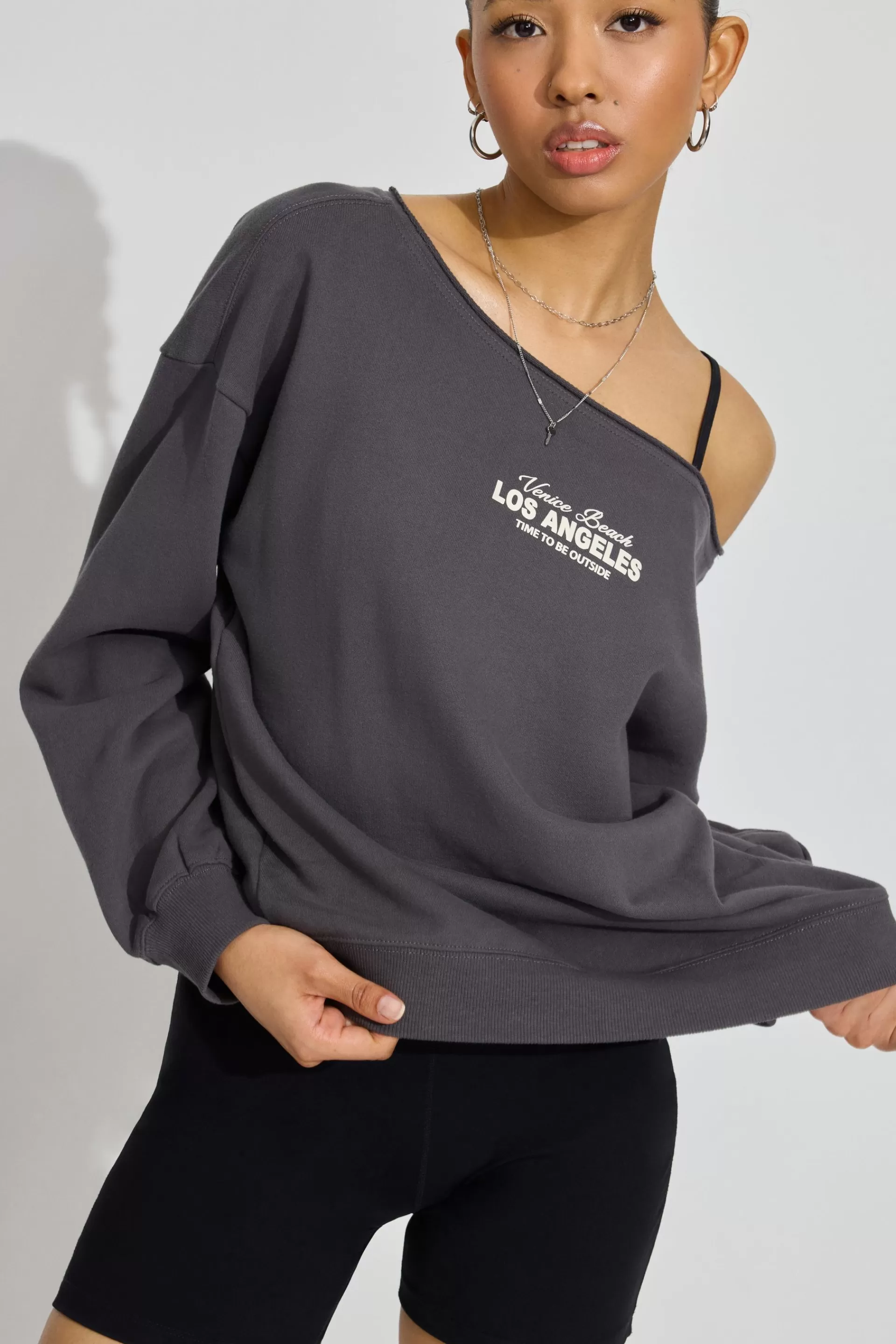 Soft Terry Off Shoulder Sweatshirt*Garage Clothing Online