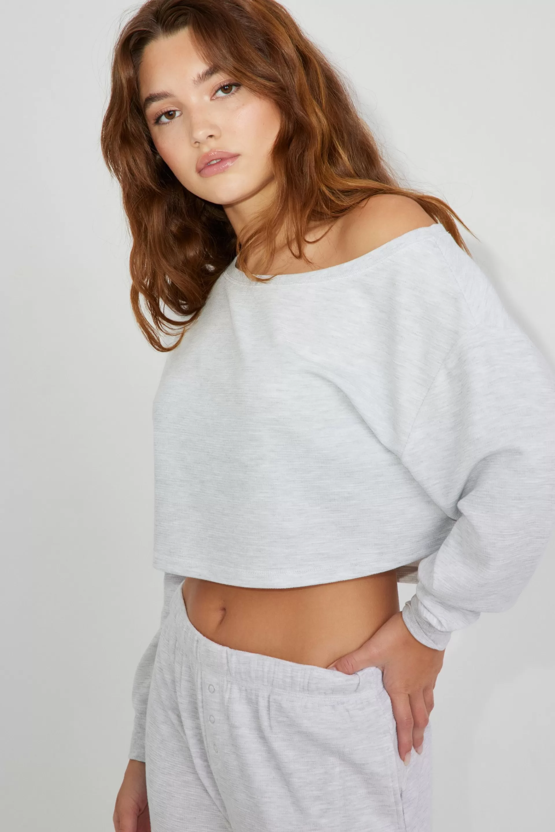 Waffle Off Shoulder Top*Garage Clothing Sale